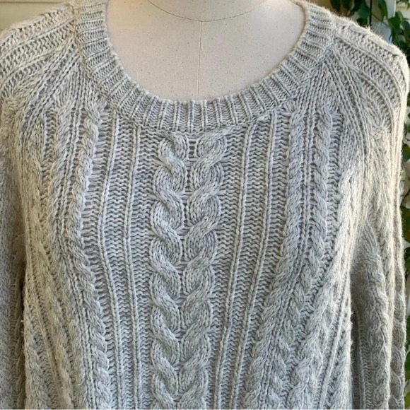 Soft Surroundings Cozy Cold Shoulder Sweater Plus Size 3X Gray Cable Knit Wool - Picture 9 of 9